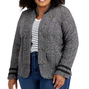 NWT Tommy Hilfiger Military Band Open Jacket Heathered Grey Womens 3X New $119